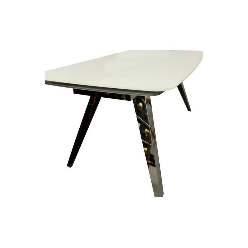 Mesa 73 Steel Vidrio Opaco Plateado