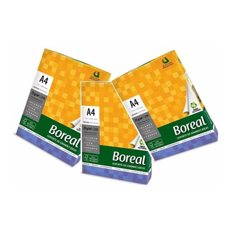 Papel Boreal A4 75g Blanco Alcalino Pack 10 Resmas 21x29.7cm