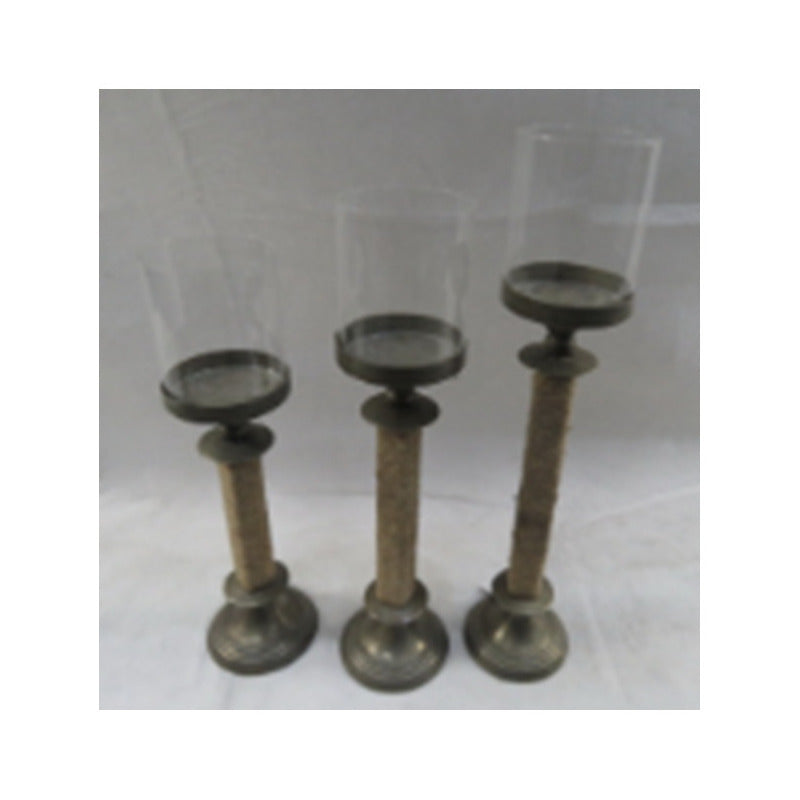 Fanal Farol Candelabro Metal Portavelas Vidrio Grande