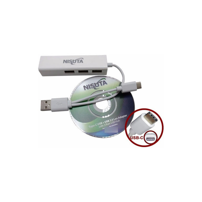 Hub Usb-c 4 Puertos Nisuta Ns-cousrhc A Usb A Y Usb C Color Blanco