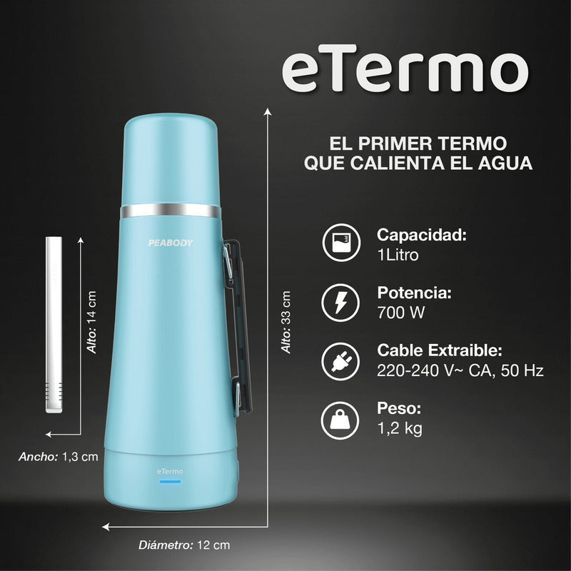 Termo Electrico Peabody Et1001c E-termo 1l Mate Bombilla P2 Color Celeste