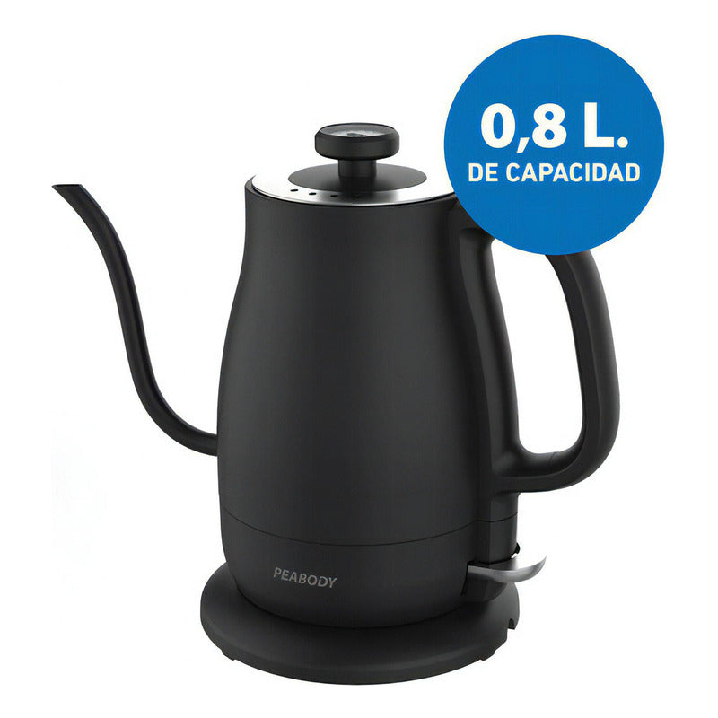 Jarra Eléctrica Barista Peabody Pe-ck8368 Color Negro Con Jarra De Vidrio Y Filtro De Acero Inoxidable