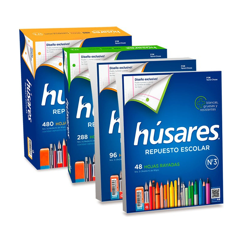 Repuesto Husares Escolar Nº3 Cuadriculado 480 Hojas