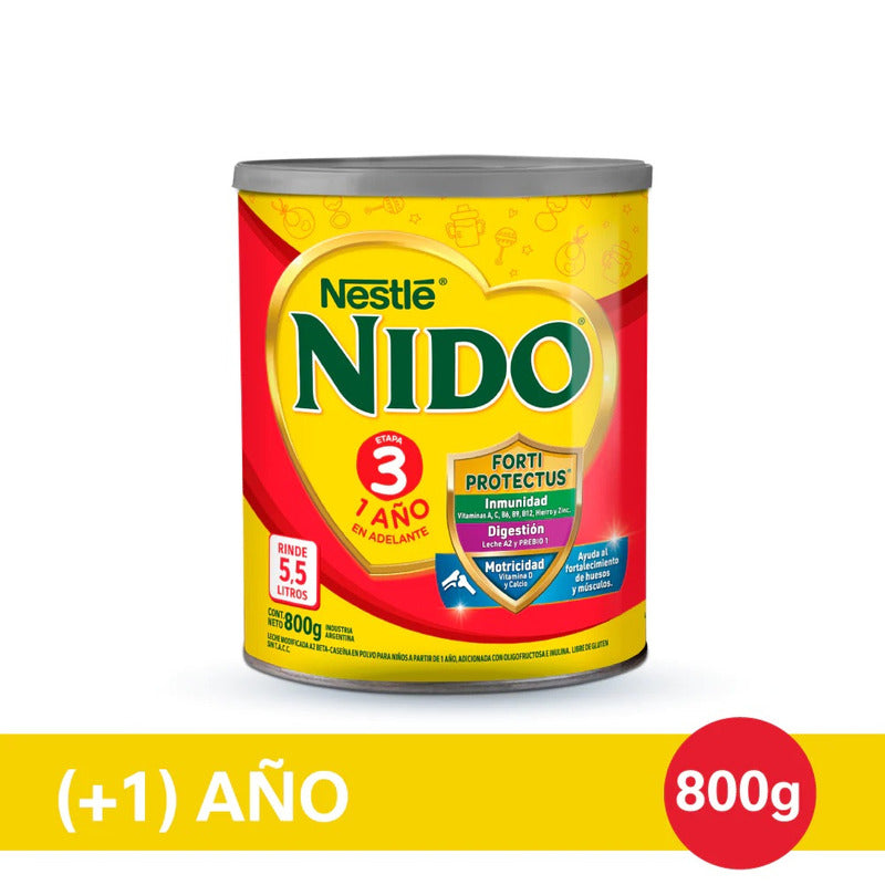 Nido 3 Leche En Polvo Lata X 800gr. Nestlé