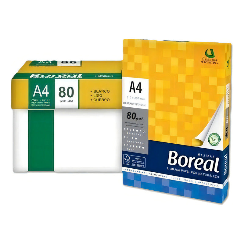 Papel Multifunción A4 70g Mate Blanco Boreal Pack 10 Resmas 500 Hojas