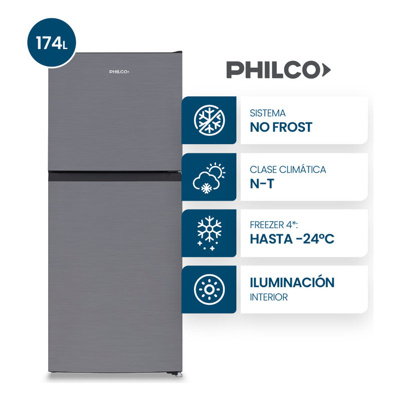 Heladera Philco Top Mount No Frost 174l Inox - Phnt198x2