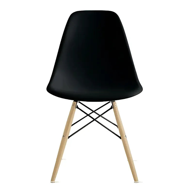 Silla Eames Diseño Patas Madera Dsw Colores X4 Color Del Asiento Negro