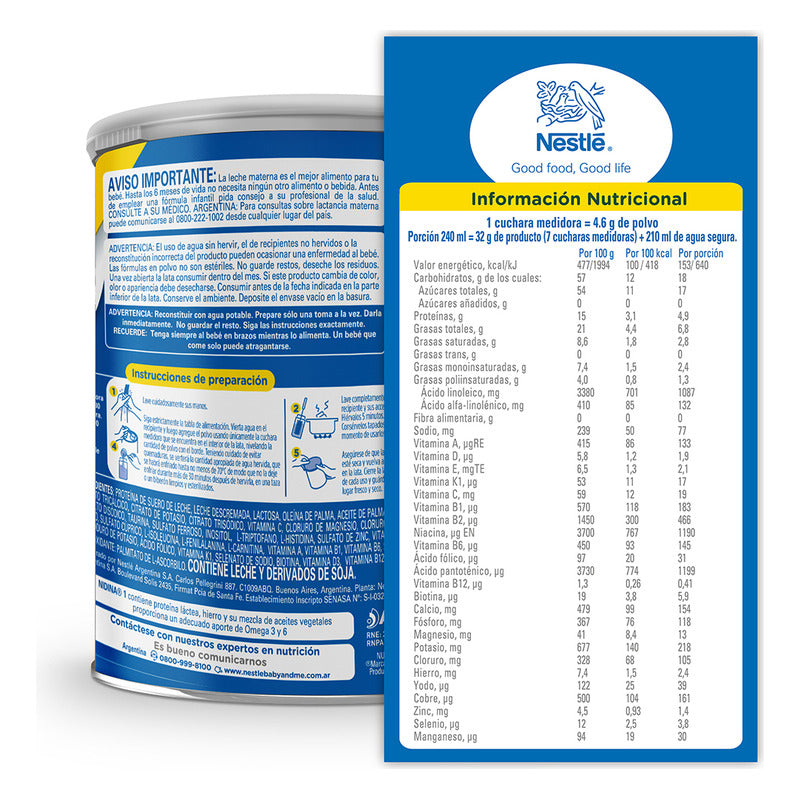 Nestlé Nidina 1 Fórmula Lactea Para Bebé 800gr