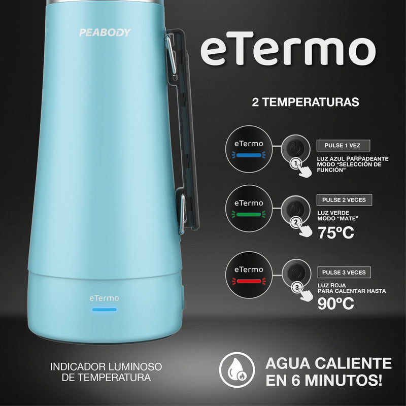 Termo Electrico Peabody Et1001c E-termo 1l Mate Bombilla P2 Color Celeste
