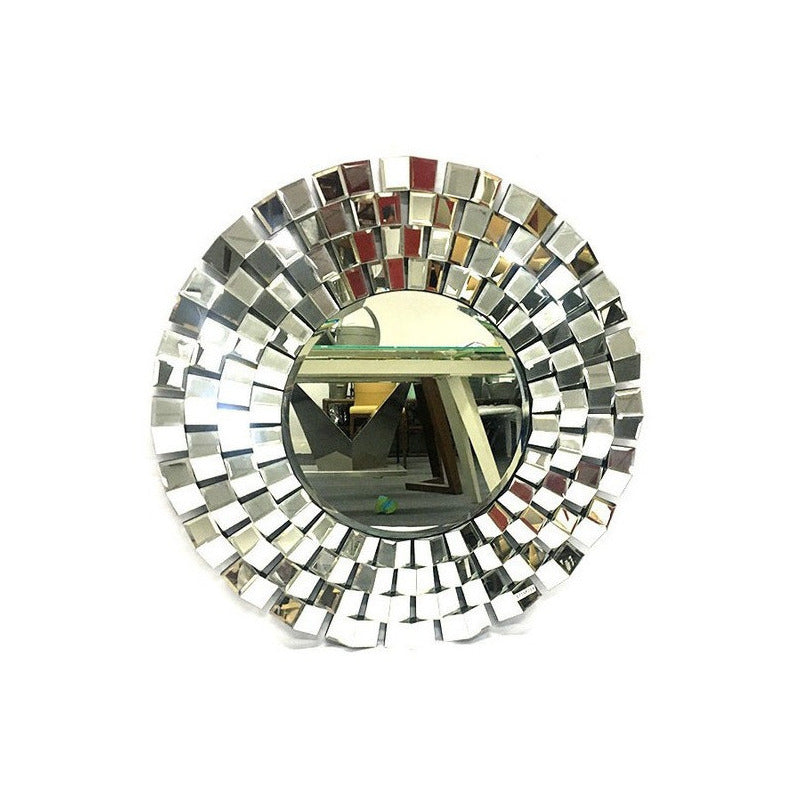 Espejo Decorativo Redondo Cromado Brillante 1m Plateado