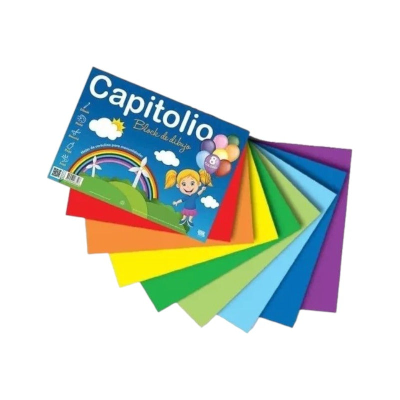 Block De Dibujo Capitolio N-5 Color Por 24 Hojas Block 8 Colores 22x30cm Color Clásicos Liso