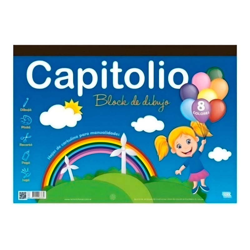 Block De Dibujo Capitolio N-5 Color Por 24 Hojas Block 8 Colores 22x30cm Color Clásicos Liso
