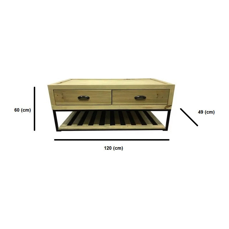 Mueble Tv Hierro Y Madera Iron Wood No Es Melamina! Cajones Marrón Claro