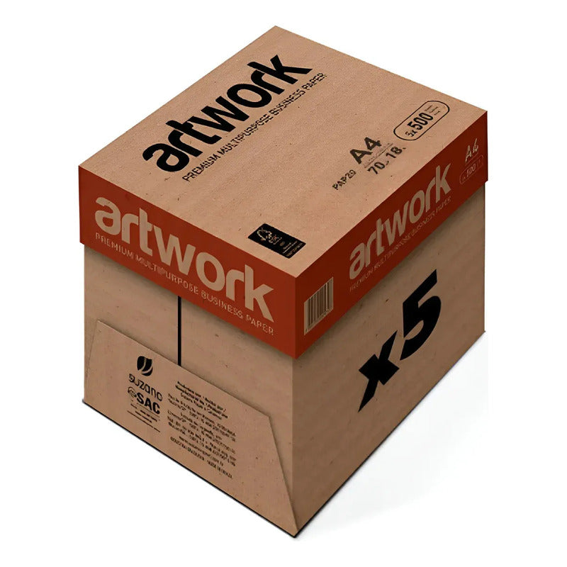 Kit X 5 Resmas Papel Artwork A4 70 Grs X 500 Hojas Caja Blanco