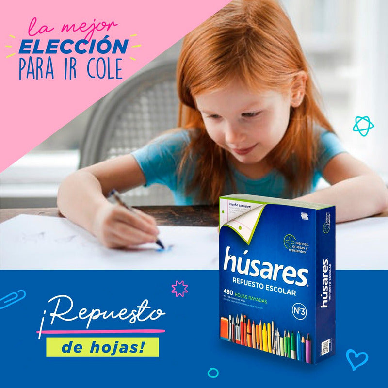 Repuesto Husares Escolar Nº3 Cuadriculado 480 Hojas