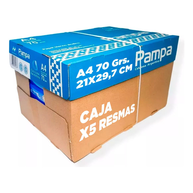 Kit 5 Resmas Pampa A4 70 G Papel Blanco Caja X5 U