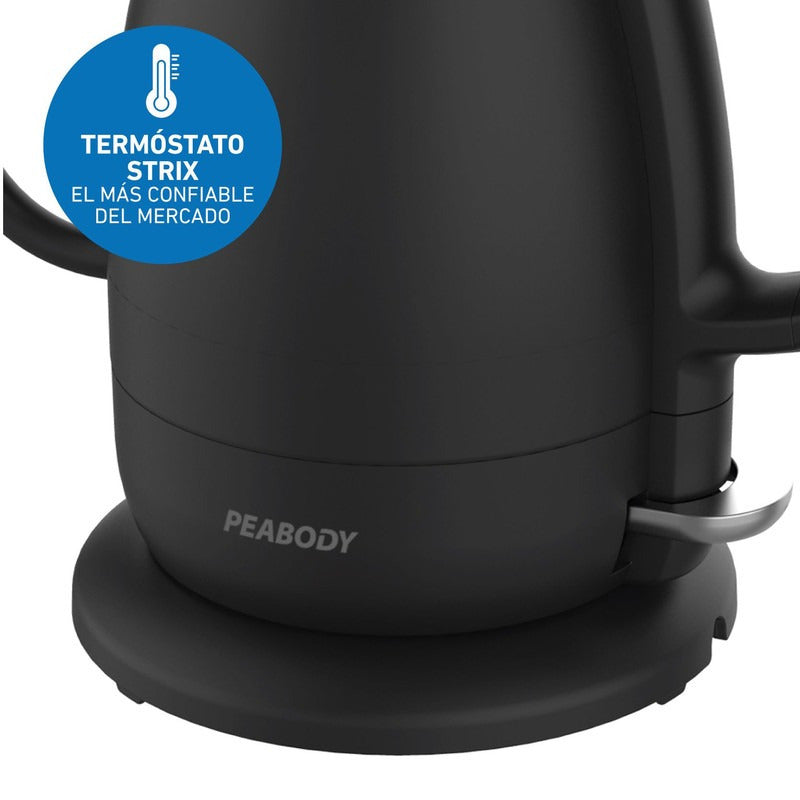 Jarra Eléctrica Barista Peabody Pe-ck8368 Color Negro Con Jarra De Vidrio Y Filtro De Acero Inoxidable