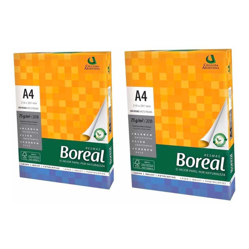 Papel Boreal A4 75g Blanco Alcalino Pack 10 Resmas 21x29.7cm