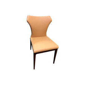 Silla De Comedor Ecocuero Beige/salmón Estructura De Madera Cuero Marrón