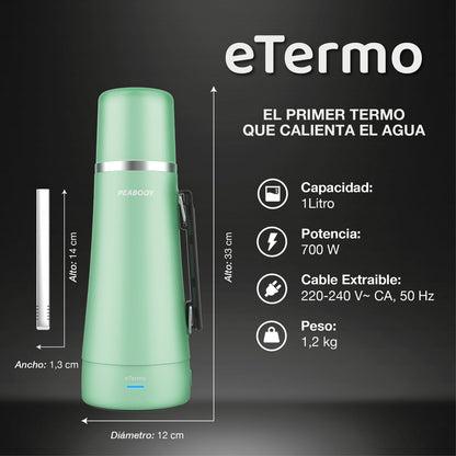 Termo Electrico Peabody Et1001v E-termo 1l Mate Bombilla P2 Color Verde