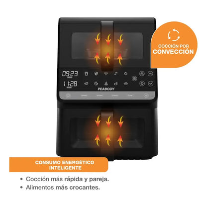 Freidora De Aire Peabody Pe-afdl104n Doble Canasta 10 L Negro
