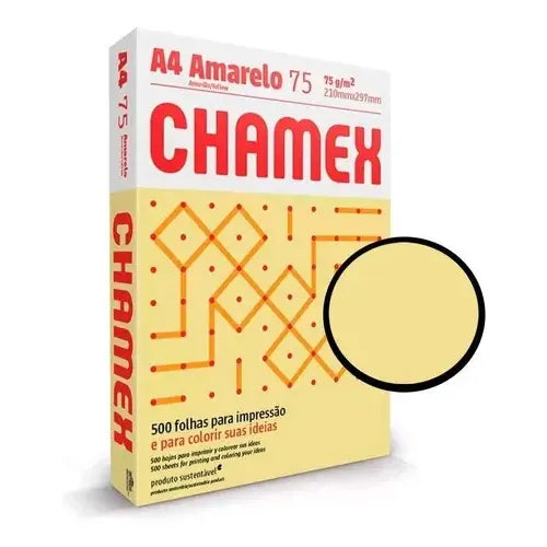 Resma Papel Chamex Color Amarillo Tamaño A4 75 Gr Por 500 Hojas