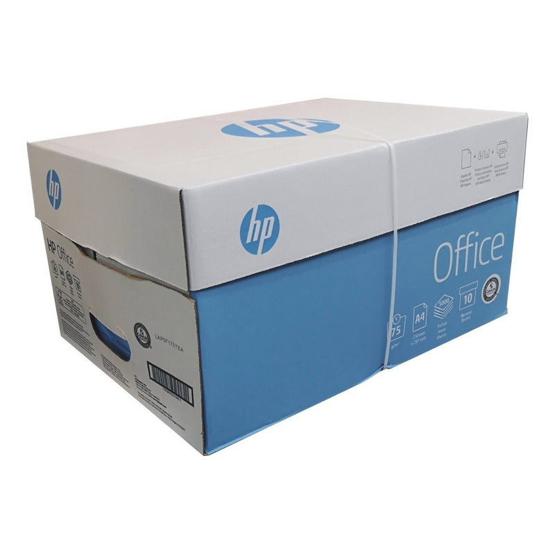 Caja 10 Resmas Hp Office A4 75g X 500 Hojas Total 5000 Hojas Blanco