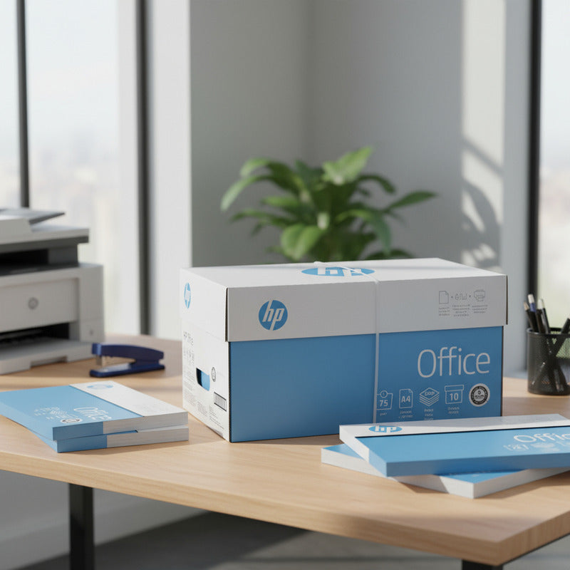 Caja 10 Resmas Hp Office A4 75g X 500 Hojas Total 5000 Hojas Blanco