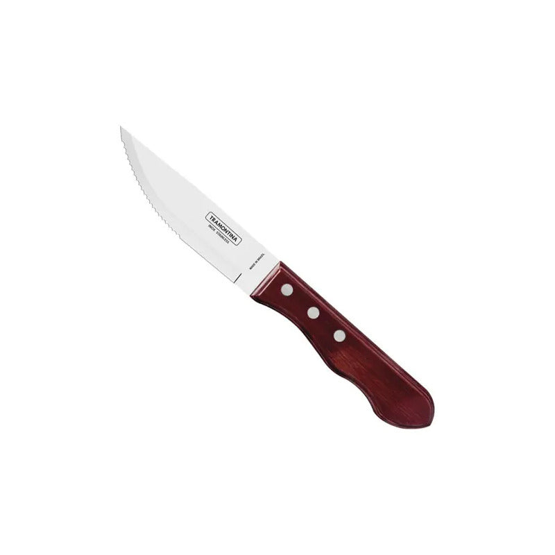 Cuchillo Tramontina Polywood Jumbo Asado Churrasco Acero X6 Color Rojo Cerezo