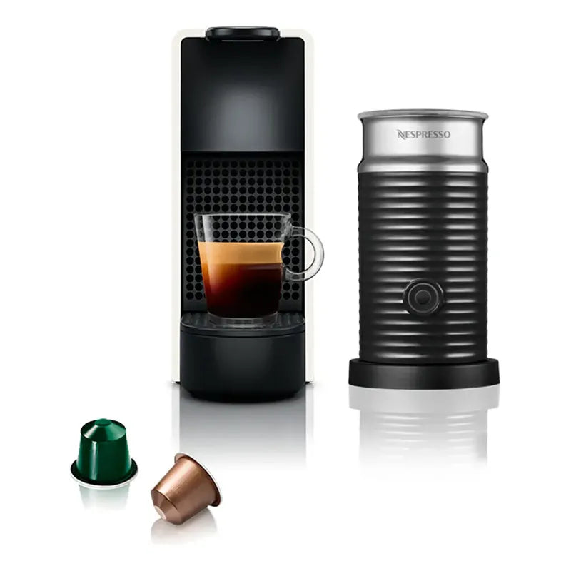 Cafetera Nespresso Essenza Mini + Aeroccino + 50 Capsulas Blanco