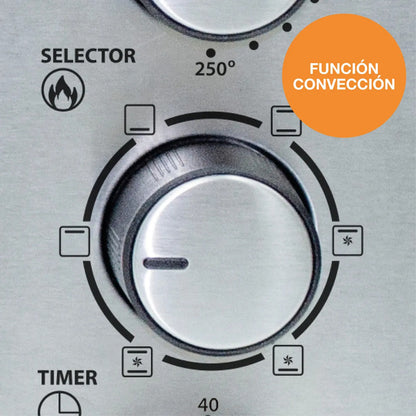 Horno Eléctrico Convector Peabody Pe-he55s 54 L 2200 W Silver