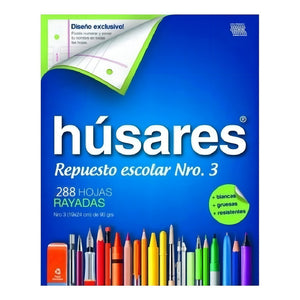 Repuesto Husares X 288 Hojas N°3 Hojas Rayadas