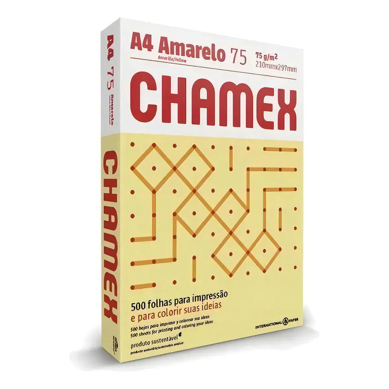 Resma Papel Chamex Color Amarillo Tamaño A4 75 Gr Por 500 Hojas