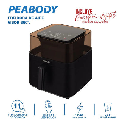 Freidora De Aire Peabody Pe-afd720n 7,2l Visor 360º 11 Prog Color Negro