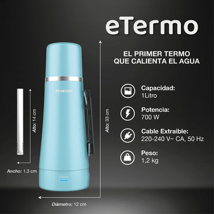 Termo Electrico Peabody Et1001c E-termo 1l Mate Bombilla P2 Color Celeste