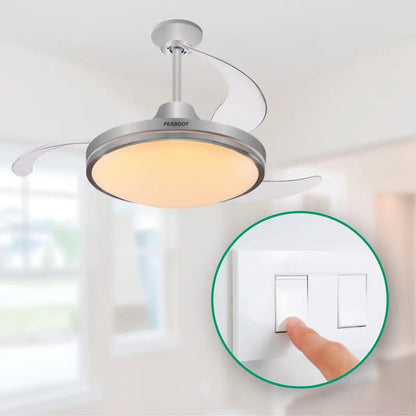 Ventilador De Techo Peabody Pe-vtrdc425s 42 Retráctil Cantidad De Aspas 3 Estructura Silver Aspas Silver Diámetro 1.067 M Frecuencia Wats Material De Las Aspas Acrílico Plateado