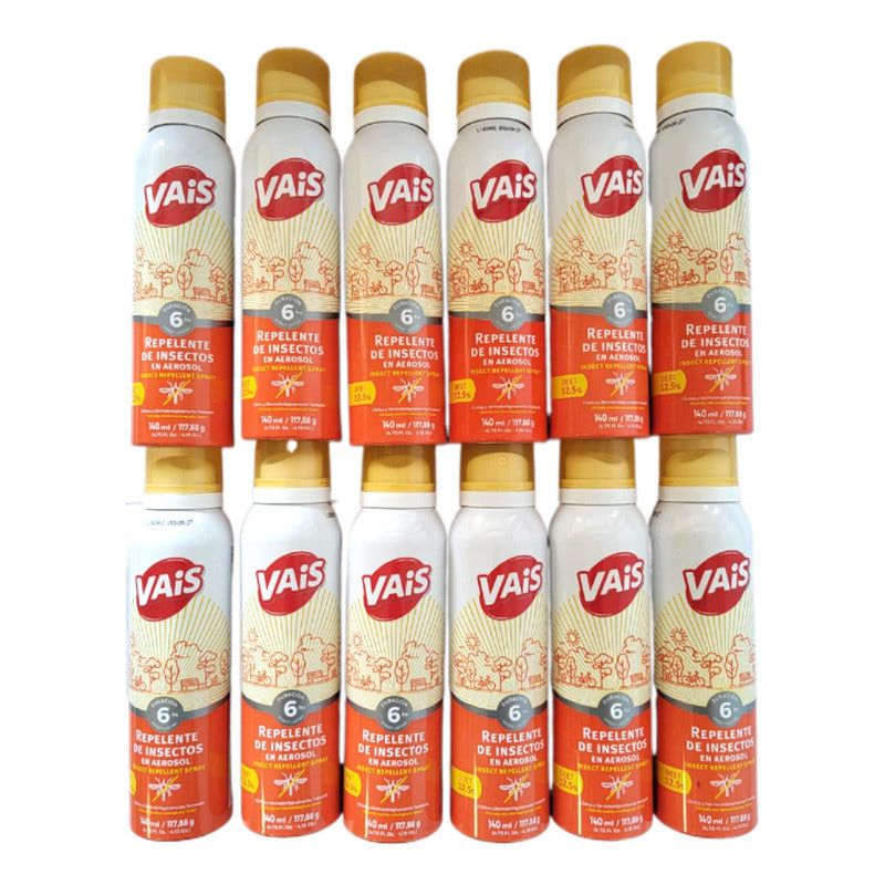 Repelente Para Mosquitos Vais En Aerosol 140ml Pack X 12