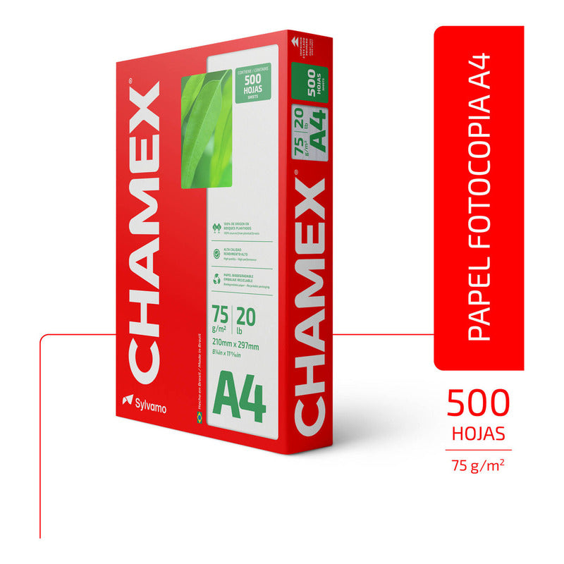 Resma Chamex Premium A4 75 Gr Caja X5 Papel Alta Calidad Color Blanco