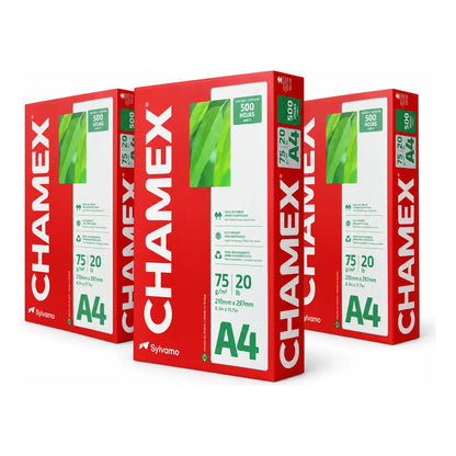Kit X 3 Resma Chamex A4 500 Hojas 75 Grs Color Blanco Blanco