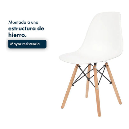 Combo X4 Silla Eames De Comedor Interior Nordica Gardenlife Color Blanco
