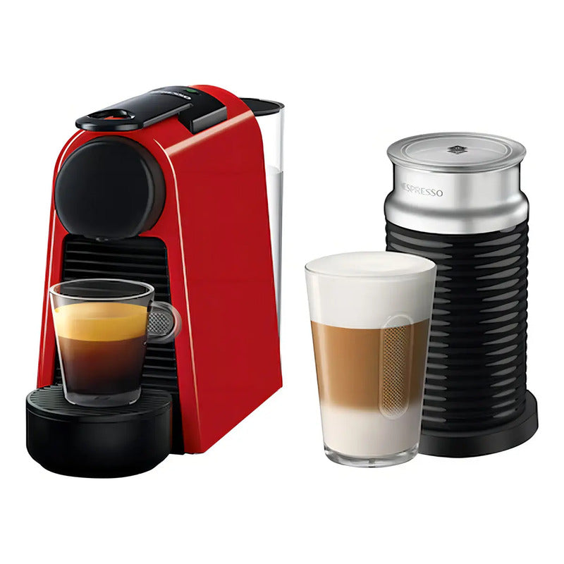 Cafetera Nespresso Essenza Mini D30 Colo Rojo + Aeroccino - Rojo