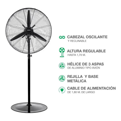 Ventilador De Pared Y De Pie Peabody Pe-vi260m Con Palas De Aluminio 66.04 Cm Negro 3
