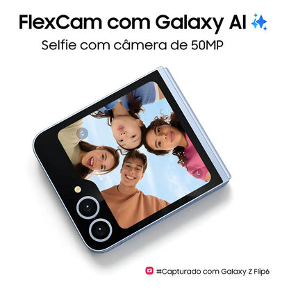 Teléfono Celular Samsung Galaxy Z Flip6 5g, 512 Gb, 12 Gb De Ram, Pantalla 6.7, Cámara. Dual+ Selfie De 50 Megapíxeles, Galaxy Air Blue - Excelente (Reacondicionado)