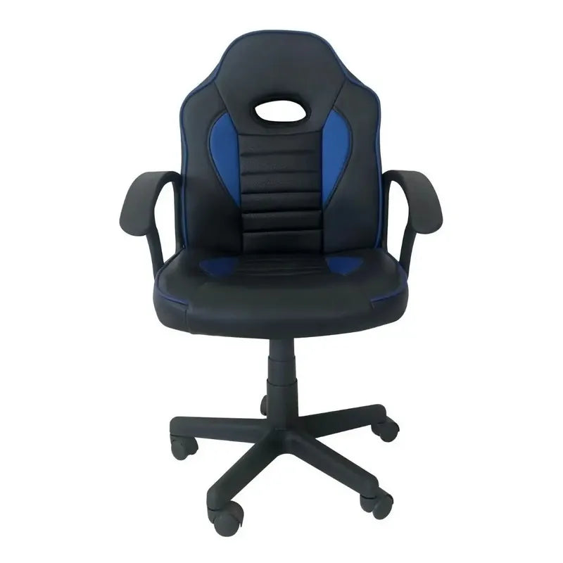 Silla De Escritorio Tedge 435878 Gamer Negra Y Azul  Negro/azul Cuero Sintético
