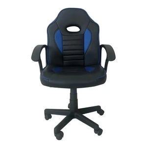 Silla De Escritorio Tedge 435878 Gamer Negra Y Azul  Negro/azul Cuero Sintético