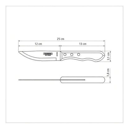 Cuchillo Tramontina Polywood Jumbo Asado Churrasco Acero X6 Color Rojo Cerezo