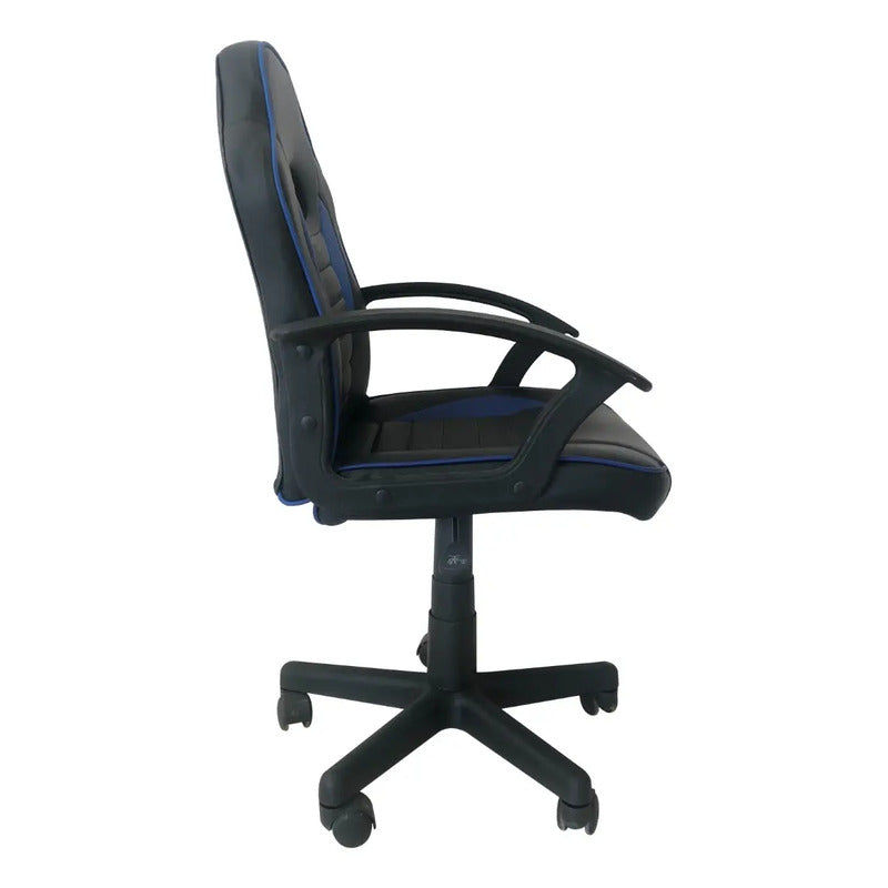 Silla De Escritorio Tedge 435878 Gamer Ergonómica Negra Y Azul Con Tapizado De Cuero Sintético Negro/azul