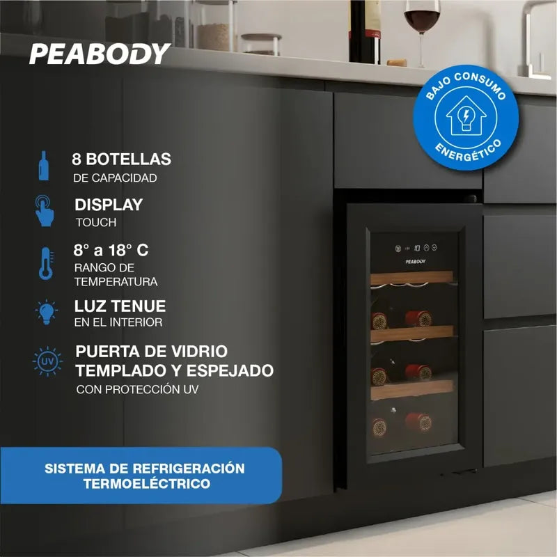 Cava De Vinos Termoeléctrica Peabody Pe-cvt08n 8 Botellas