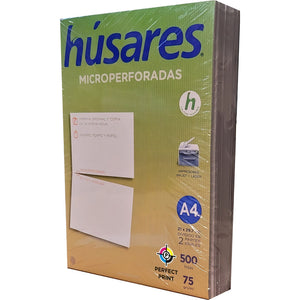 Resma Papel A4 Troquelada Al Medio 500 Hojas Color Blanco Húsares