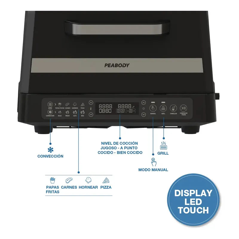 Freidora De Aire Sin Aceite Multifunción Peabody Pe-afg02n 7 Litros 1650w Color Negro